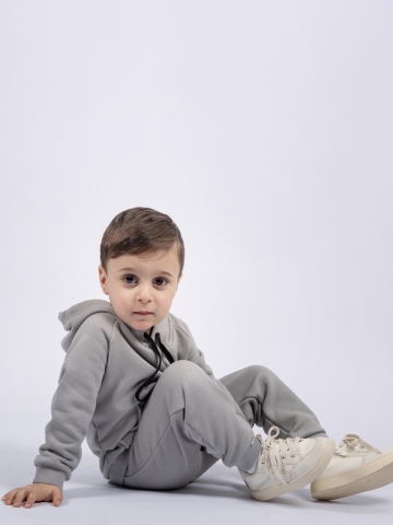 311-ГР. Свитшот с капюшоном + Штаны, хлопок 65%, 35% ПЭ, 3-х нитка ( без начеса) графит 98,104,110,116