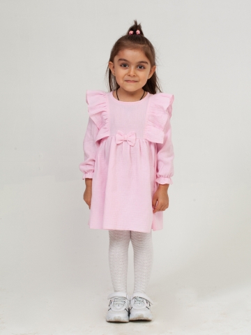 Купить 321-Р. Платье из муслина детское, хлопок 100% розовый, р. 98,104,110,116 в Сочи